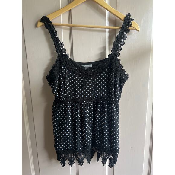 Apt 9 Polka Dot Tank with Lace Trim | Size 8 - Picture 1 of 7